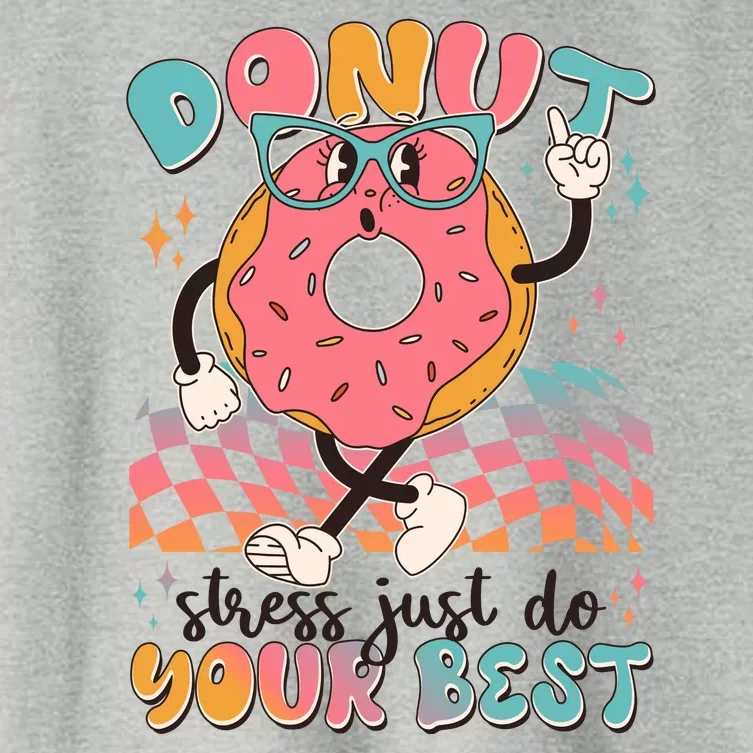 Cute Retro Cartoon Donut Stress Just Do Your Best Women's Crop Top Tee