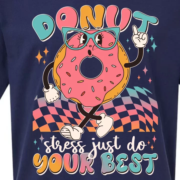 Cute Retro Cartoon Donut Stress Just Do Your Best Sueded Cloud Jersey T-Shirt