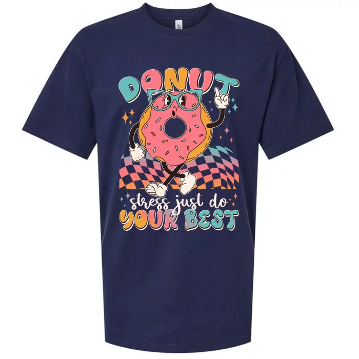 Cute Retro Cartoon Donut Stress Just Do Your Best Sueded Cloud Jersey T-Shirt