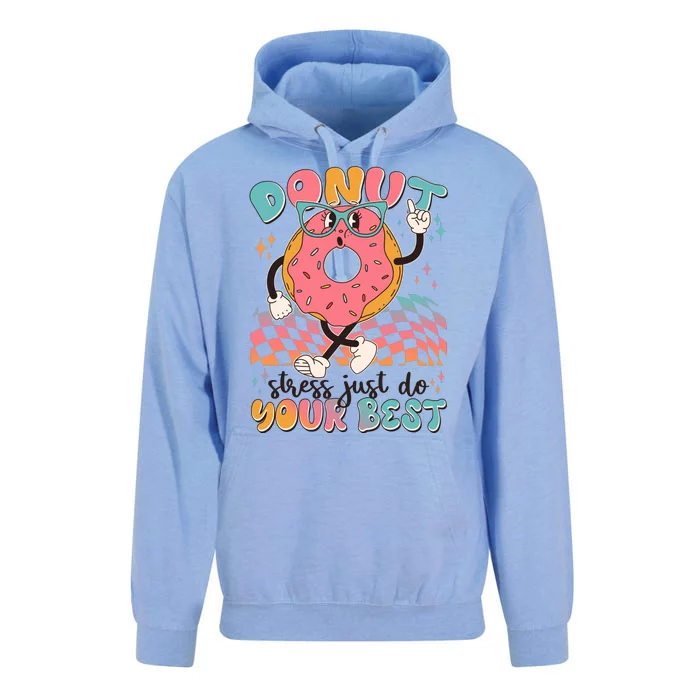 Cute Retro Cartoon Donut Stress Just Do Your Best Unisex Surf Hoodie