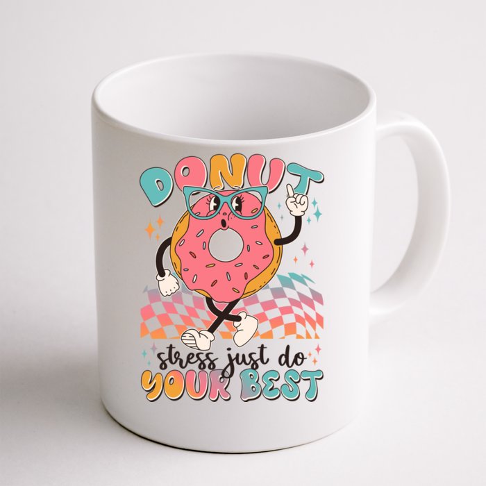 Cute Retro Cartoon Donut Stress Just Do Your Best Front & Back Coffee Mug