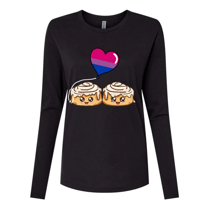 Cinnamon Roll Couple Bisexual Pride Gift Womens Cotton Relaxed Long Sleeve T-Shirt