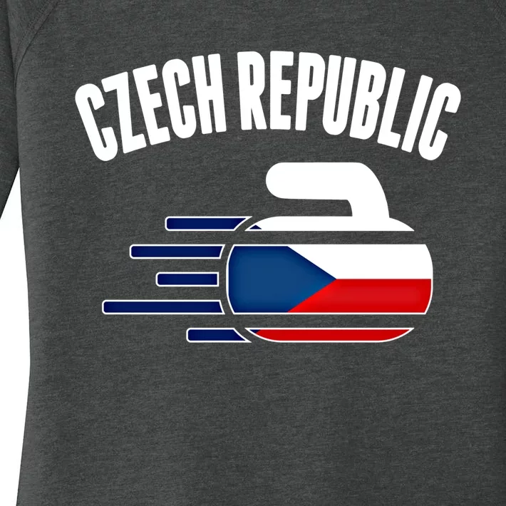 Czech Republic Curling Rock Fans Czech Curlers Winter Sports Cool Gift Women's Perfect Tri Tunic Long Sleeve Shirt