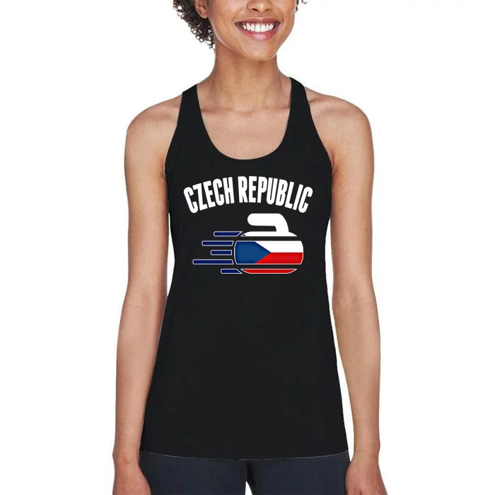 Czech Republic Curling Rock Fans Czech Curlers Winter Sports Cool Gift Women's Racerback Tank