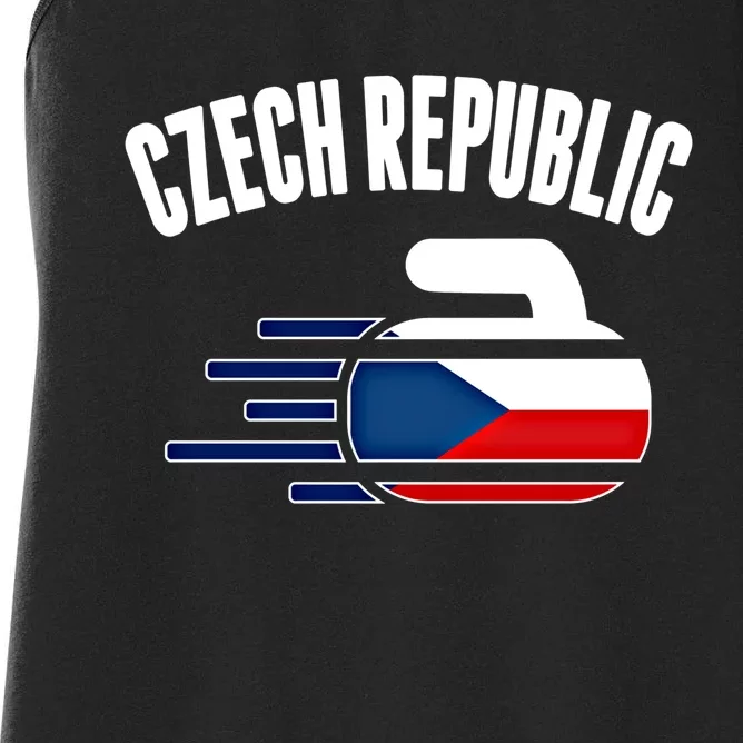 Czech Republic Curling Rock Fans Czech Curlers Winter Sports Cool Gift Women's Racerback Tank