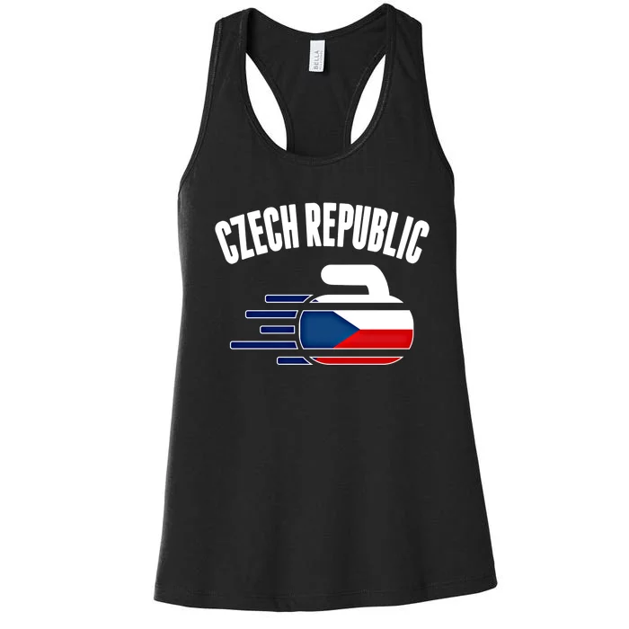 Czech Republic Curling Rock Fans Czech Curlers Winter Sports Cool Gift Women's Racerback Tank