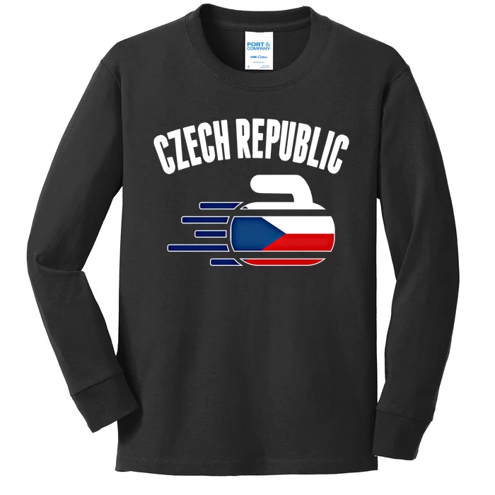 Czech Republic Curling Rock Fans Czech Curlers Winter Sports Cool Gift Kids Long Sleeve Shirt