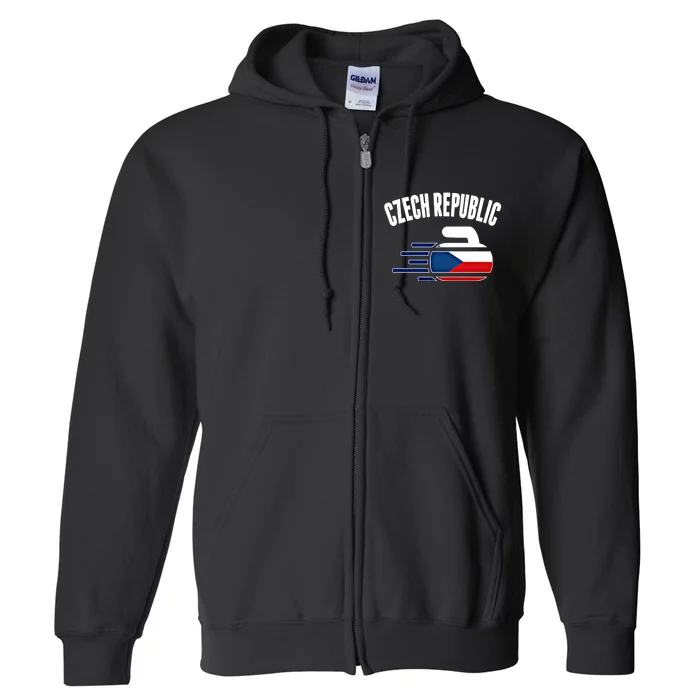 Czech Republic Curling Rock Fans Czech Curlers Winter Sports Cool Gift Full Zip Hoodie