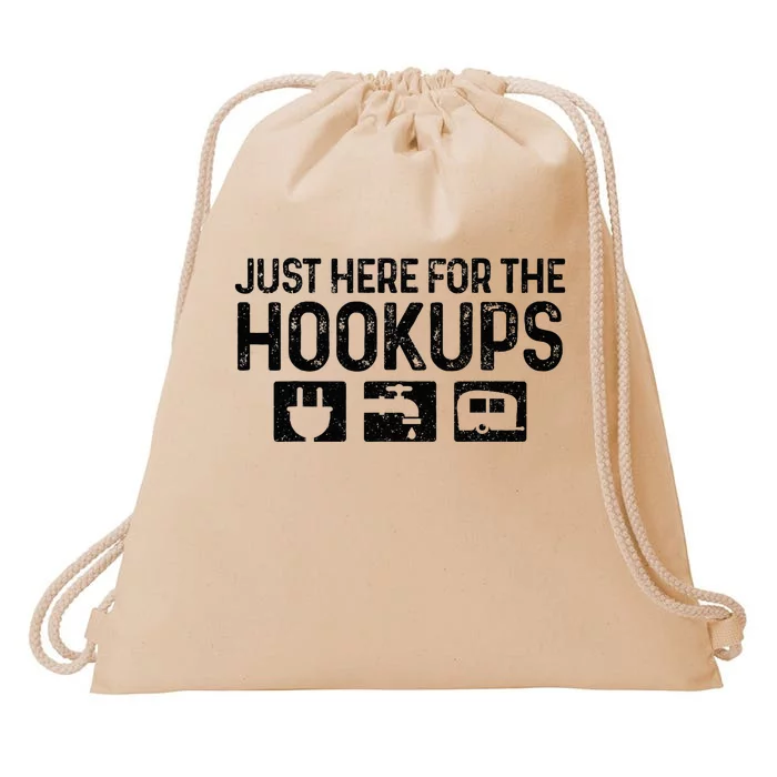 Camping Rv Caravan Motorhome Just Here For The Hookups Funny Drawstring Bag