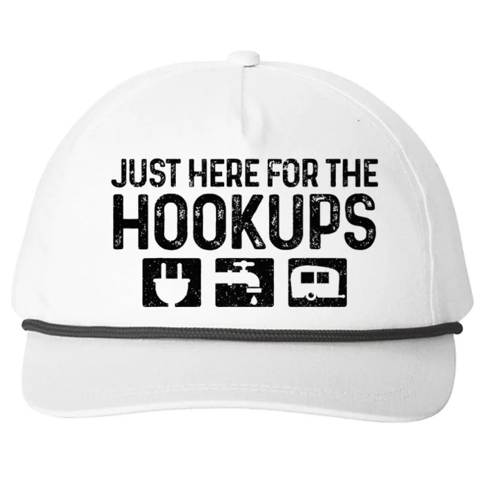 Camping Rv Caravan Motorhome Just Here For The Hookups Funny Snapback Five-Panel Rope Hat