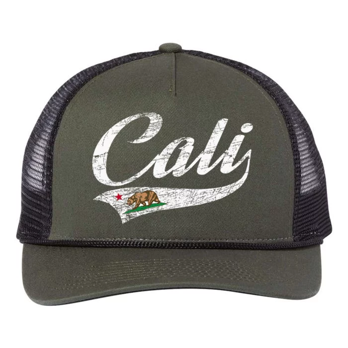 California Republic Ca Distressed Design Cali Classic Retro Rope Trucker Hat Cap