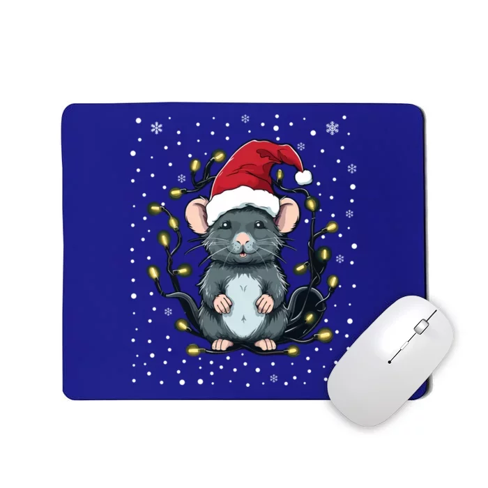 Cute Rat Christmas Lights Mouse Santa Hat Xmas Pajama Gift Mousepad