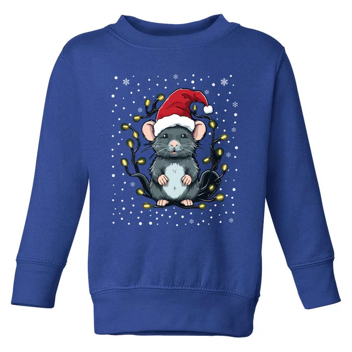 Cute Rat Christmas Lights Mouse Santa Hat Xmas Pajama Gift Toddler Sweatshirt