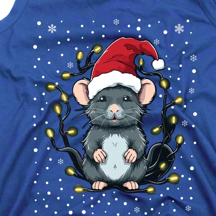 Cute Rat Christmas Lights Mouse Santa Hat Xmas Pajama Gift Tank Top