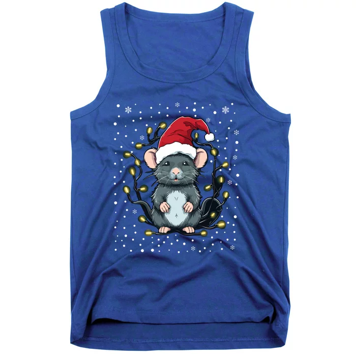 Cute Rat Christmas Lights Mouse Santa Hat Xmas Pajama Gift Tank Top