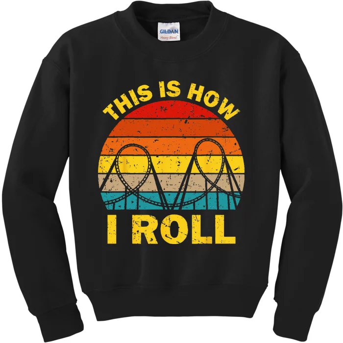 Cool Roller Coaster For  Amusement Theme Park Retro Kids Sweatshirt