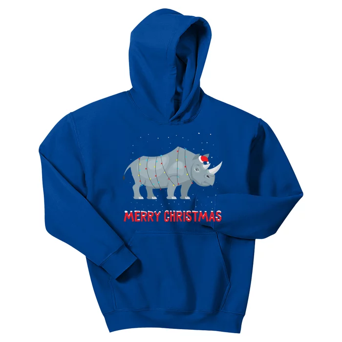 Cute Rhino Christmas Tree Lights Xmas Holidays Great Gift Kids Hoodie