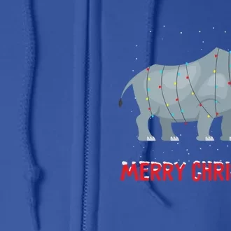 Cute Rhino Christmas Tree Lights Xmas Holidays Great Gift Full Zip Hoodie