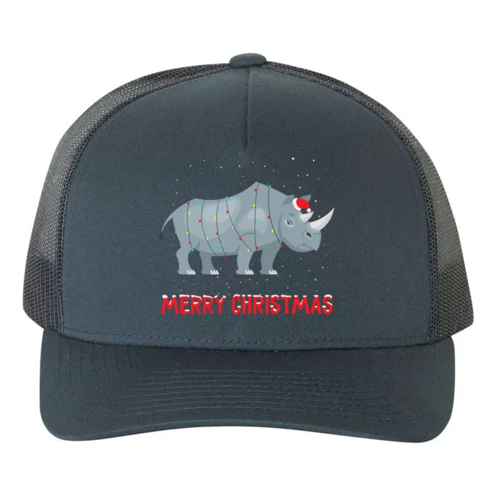 Cute Rhino Christmas Tree Lights Xmas Holidays Great Gift Yupoong Adult 5-Panel Trucker Hat