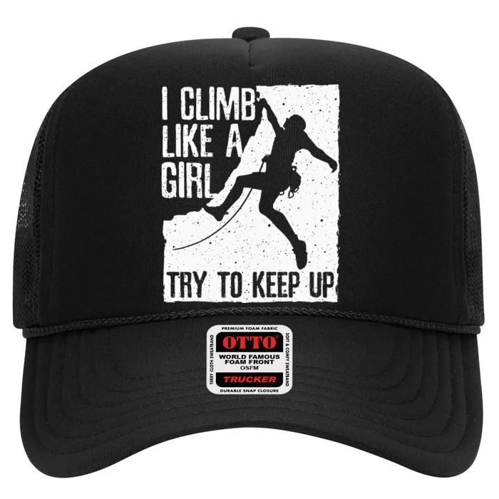 Cool Rock Climbing Design For Women Kids Climb Lovers High Crown Mesh Trucker Hat