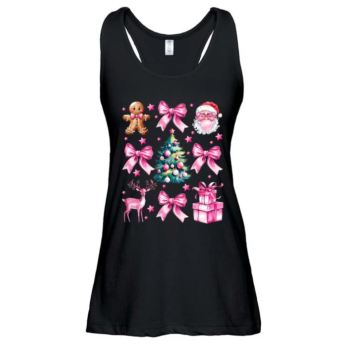 Cute Retro Coquette Bow Christmas Tree Ladies Essential Flowy Tank