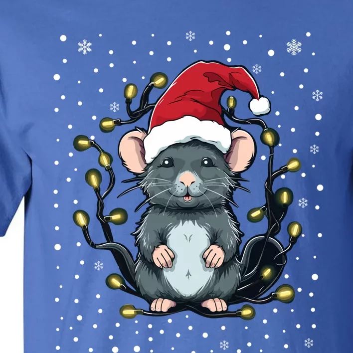 Cute Rat Christmas Lights Mouse Santa Hat Xmas Pajama Meaningful Gift Tall T-Shirt