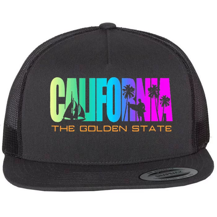 California Republic Cali Life Cool I Love Ca Flat Bill Trucker Hat