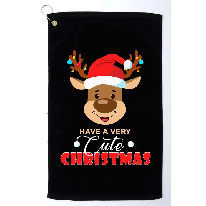 Cute Reindeer Christmas Pajama For Kids Christmas Platinum Collection Golf Towel