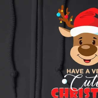 Cute Reindeer Christmas Pajama For Kids Christmas Full Zip Hoodie