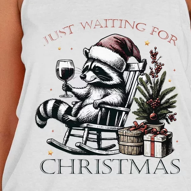 Christmas Raccoon Women's Knotted Racerback Tank