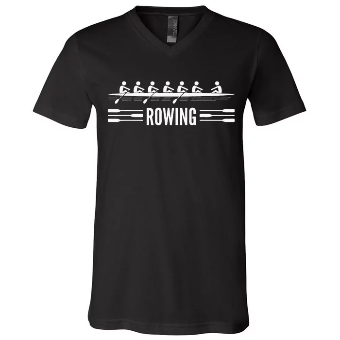 College Rowing Crew Row Team Boat V-Neck T-Shirt