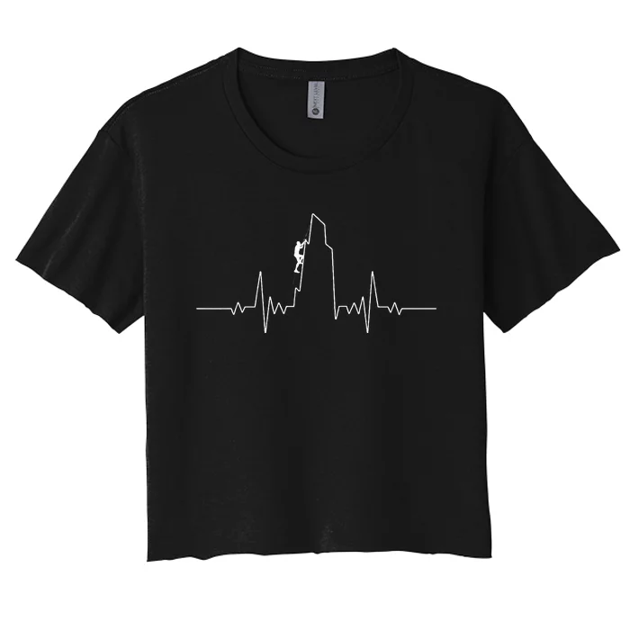 Cool Rock Climbing Mountain Rock Climbers Ekg Women's Crop Top Tee