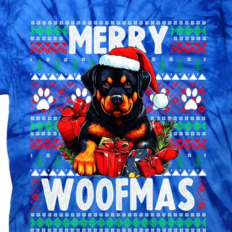 Cute Rottweiler Dog Christmas Design Merry Woofmas Gift Tie-Dye T-Shirt