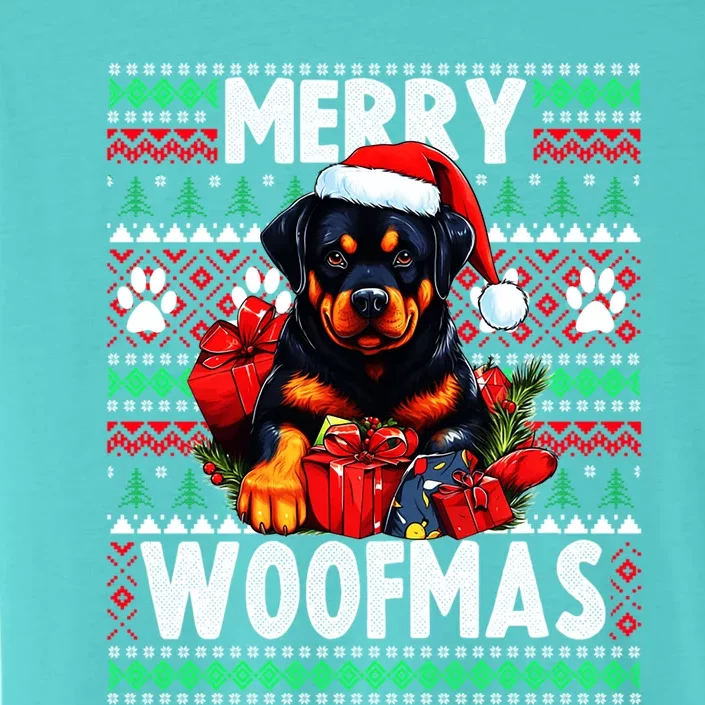 Cute Rottweiler Dog Christmas Design Merry Woofmas Gift ChromaSoft Performance T-Shirt