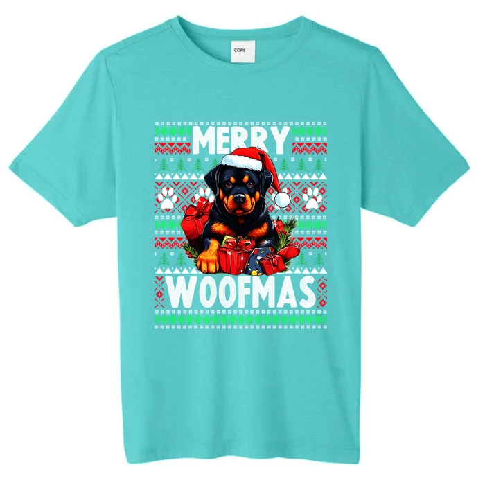 Cute Rottweiler Dog Christmas Design Merry Woofmas Gift ChromaSoft Performance T-Shirt