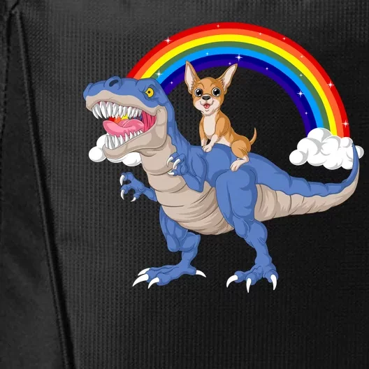 Chihuahua Riding Dinosaur City Backpack