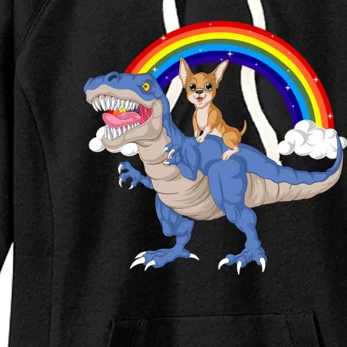 Chihuahua Riding Dinosaur Women's Fleece Hoodie