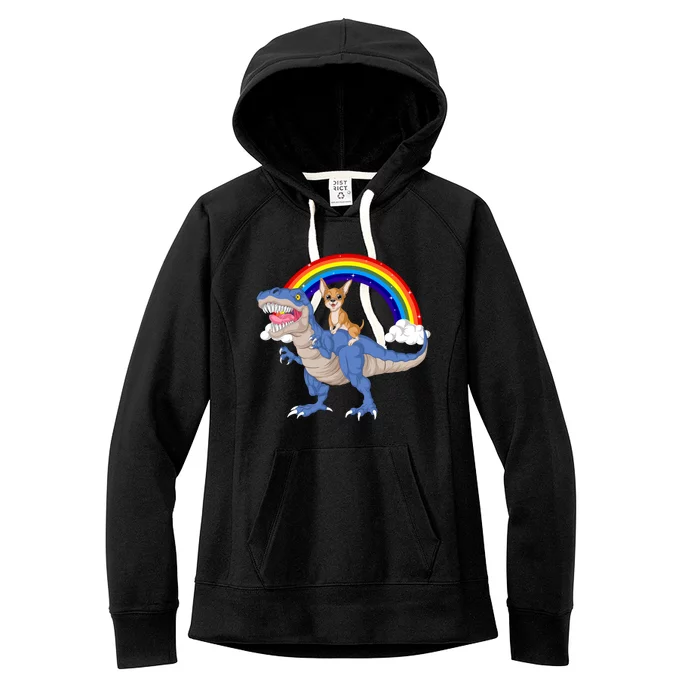 Chihuahua Riding Dinosaur Women's Fleece Hoodie