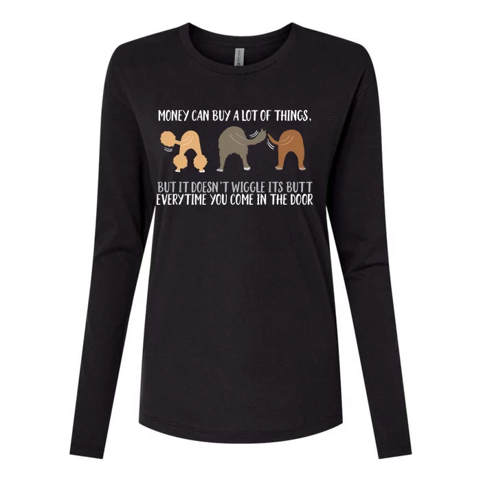 Cute Rescue Dog Lovers Funny Wiggle Butt Gifts Womens Cotton Relaxed Long Sleeve T-Shirt