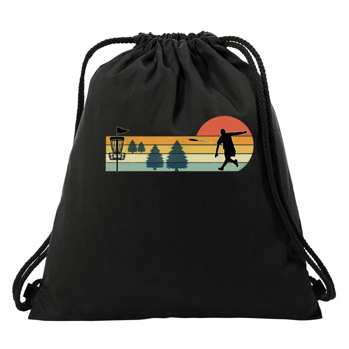 Cool Retro Disc Golf Sport TShirt Drawstring Bag