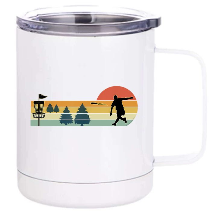 Cool Retro Disc Golf Sport TShirt Front & Back 12oz Stainless Steel Tumbler Cup