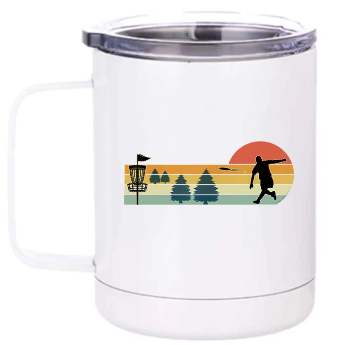 Cool Retro Disc Golf Sport TShirt Front & Back 12oz Stainless Steel Tumbler Cup