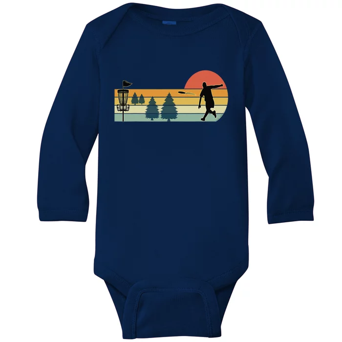 Cool Retro Disc Golf Sport Baby Long Sleeve Bodysuit