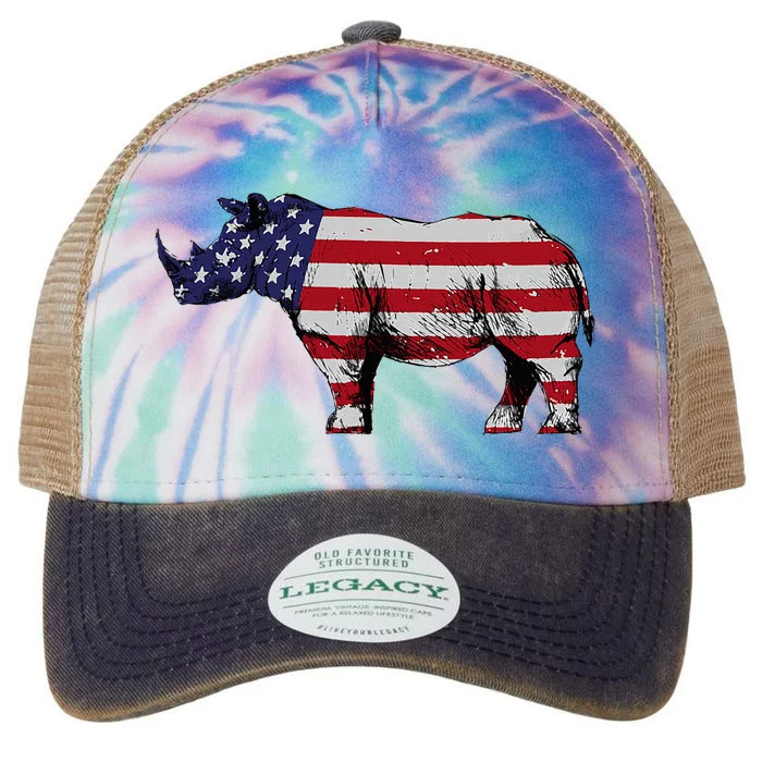 Cool Rhino Design For Women Rhinoceros 4th Of July Legacy Tie Dye Trucker Hat