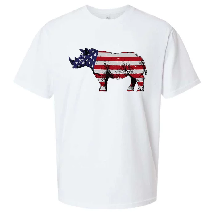 Cool Rhino Design For Women Rhinoceros 4th Of July Sueded Cloud Jersey T-Shirt