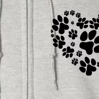 Cute Rescue Dog And Cat Lover Gift, Paw Print Heart Graphic Full Zip Hoodie