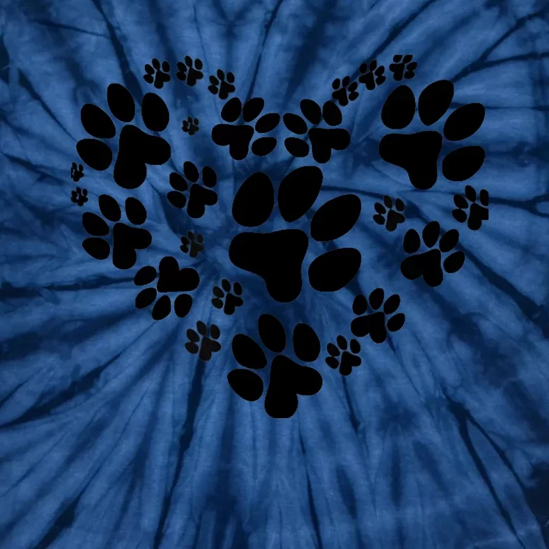 Cute Rescue Dog And Cat Lover Gift, Paw Print Heart Graphic Tie-Dye T-Shirt