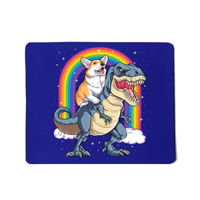 Corgi Riding Dinosaur T Rex Space Galaxy Rainbow Gift Mousepad