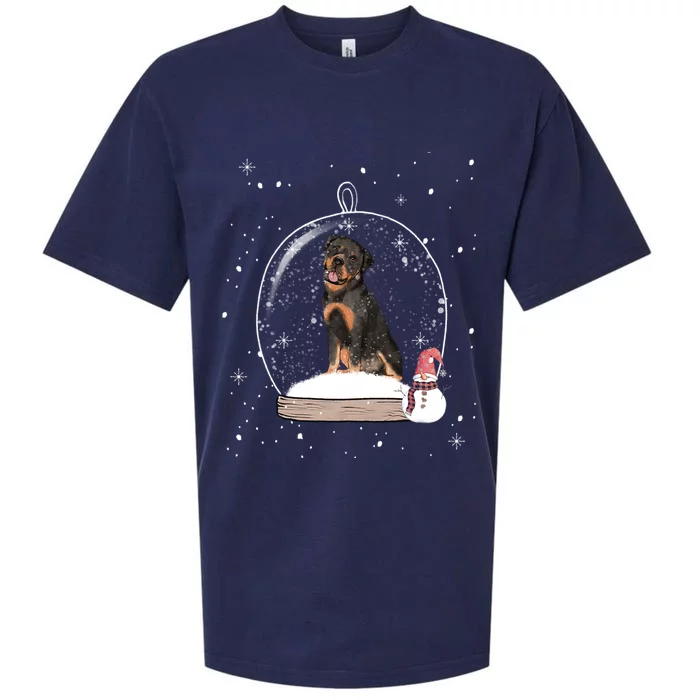 Christmas Rottweiler Dog Snow Globe Pajama Gift Sueded Cloud Jersey T-Shirt