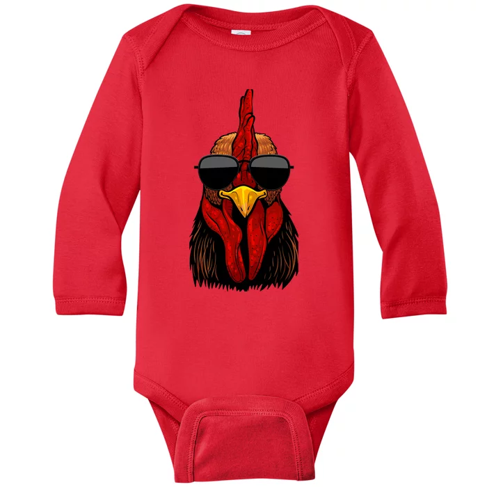 Cool Rooster Design For Chicken Rooster Lover Baby Long Sleeve Bodysuit